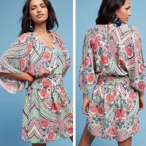 NWT ANTHROPOLOGIE Maeve Siya Kimono Multi-Color Floral Dress Keyhole Back 2